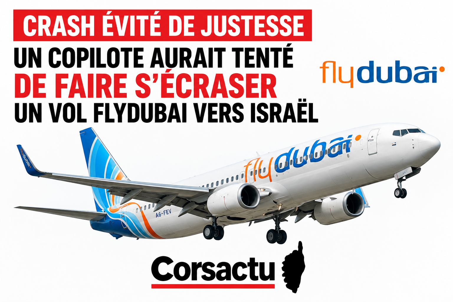 Un crash évité de justesse : un copilote aurait tenté de faire s’écraser un vol Flydubai vers Israël