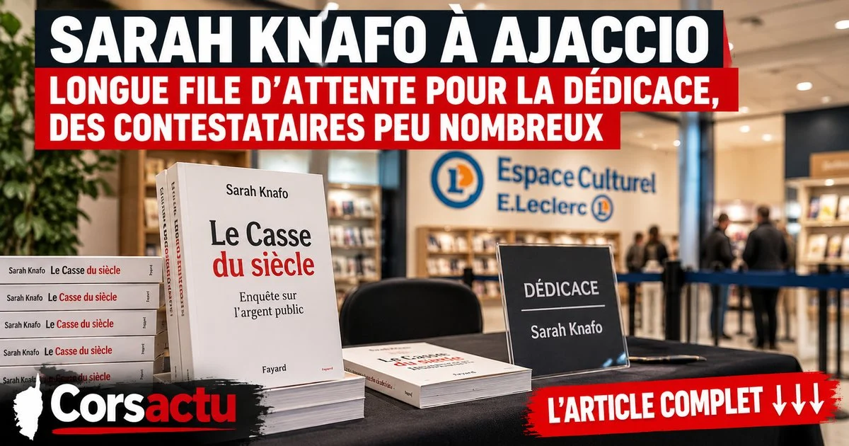 Sarah Knafo près d’Ajaccio : affluence à la dédicace, une quinzaine d’opposants